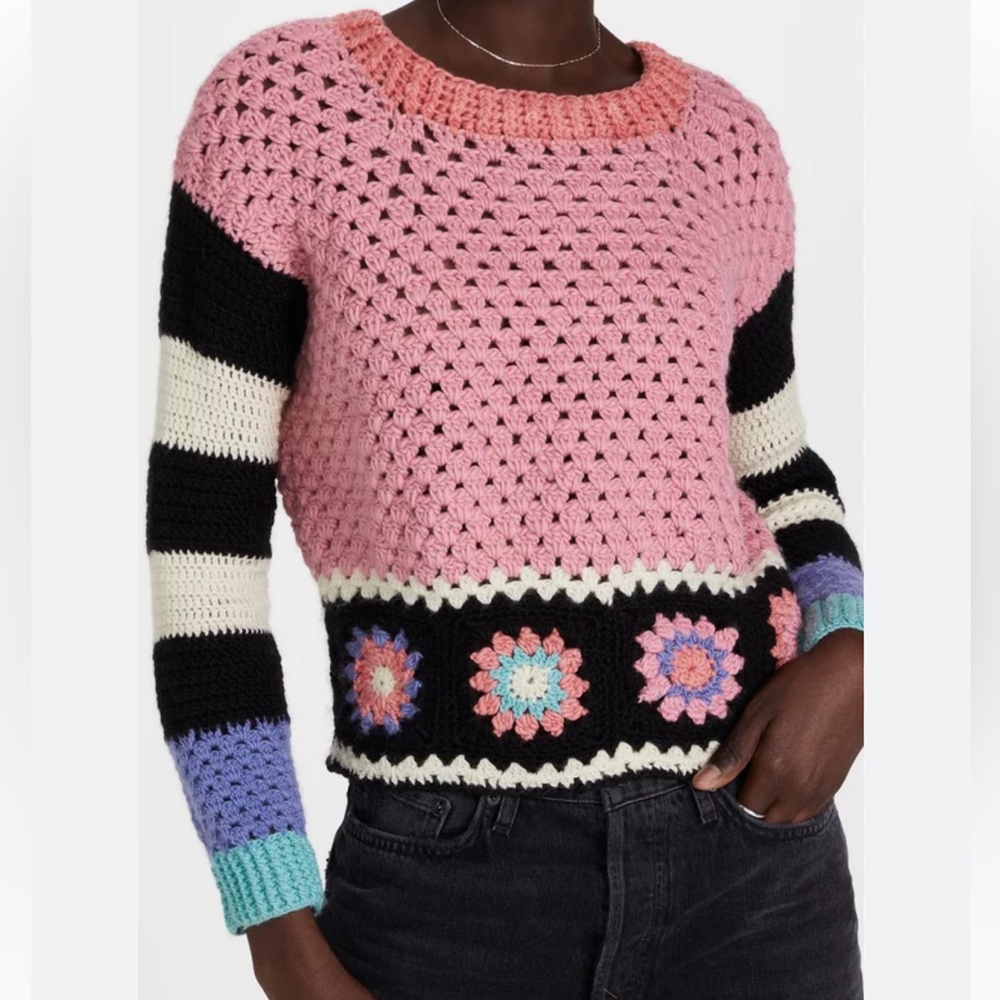 Tach Multi Colored Patterned Crochet Sweater - image 1